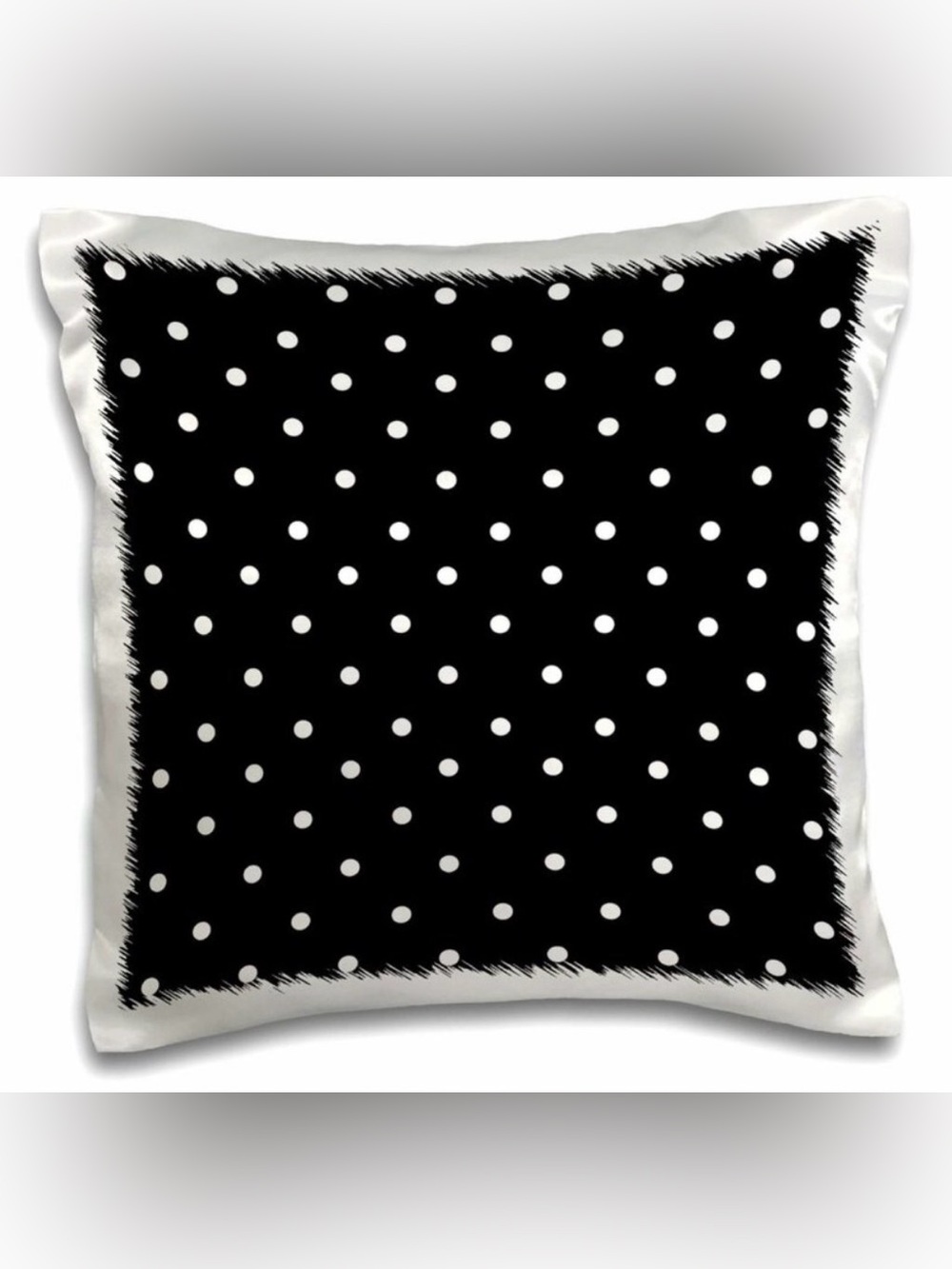Polka Dot Throw Accent Pillow Cover Black & White Satin East Urban Home 16" NWT